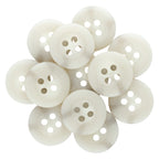 A pile of Khakis, Chinos and Casual Cotton Pant Buttons overlap each other on a white background.