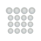 Fifteen Luxury Suit Buttons made from white buffalo bone are arranged in a 4x4 grid pattern on a white background.