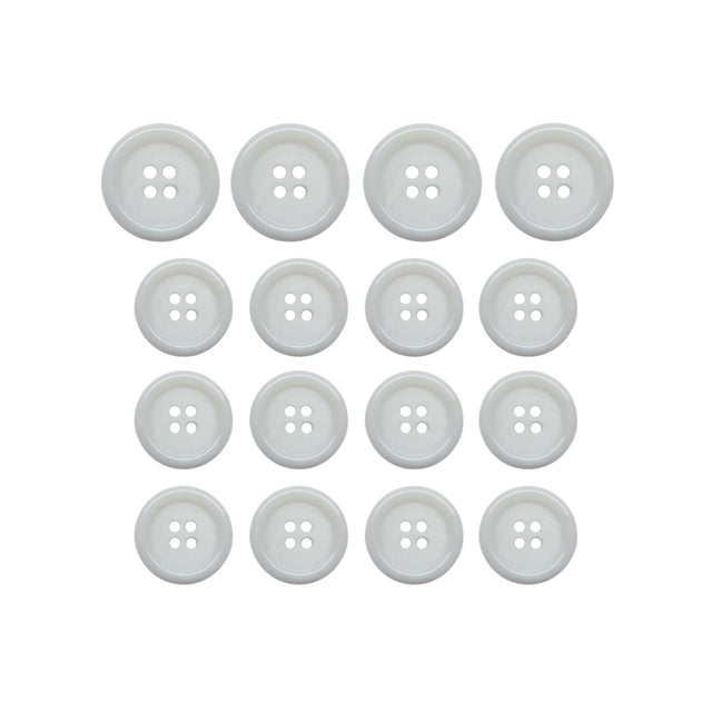 Fifteen Luxury Suit Buttons made from white buffalo bone are arranged in a 4x4 grid pattern on a white background.