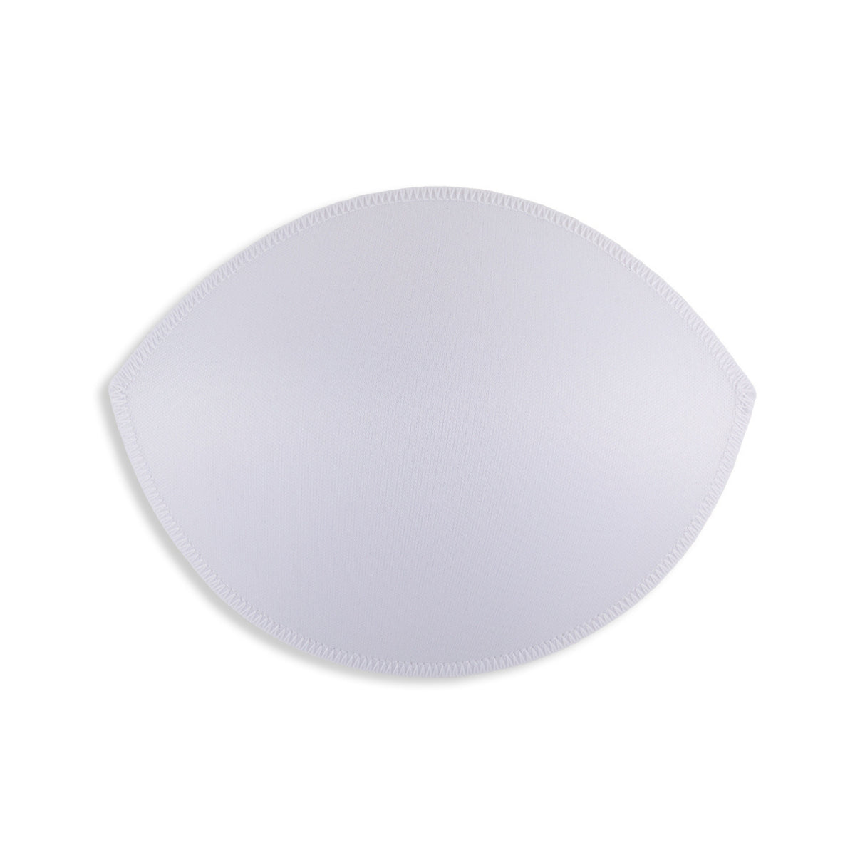 Padded Bra Cup Inserts: White, oval-shaped push-up bra pads with stitched edges, shown on a plain white background.