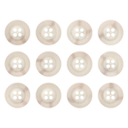 Twelve round, four-hole Khakis, Chinos and Casual Cotton Pant Buttons in beige khaki are neatly arranged on a white background—ideal as replacement buttons for pants.