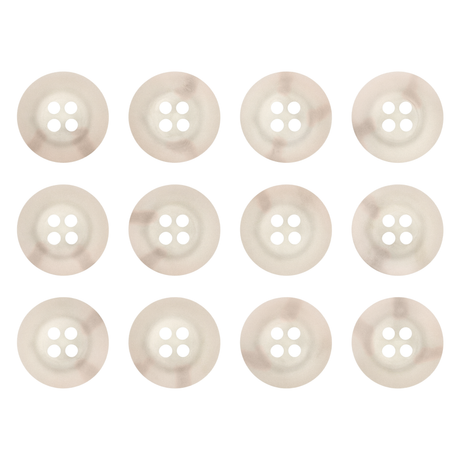 Twelve round, four-hole Khakis, Chinos and Casual Cotton Pant Buttons in beige khaki are neatly arranged on a white background—ideal as replacement buttons for pants.