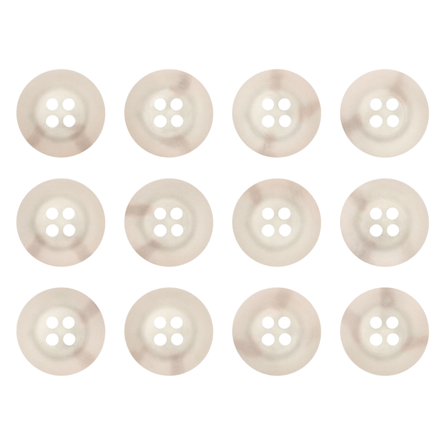 Twelve round, four-hole Khakis, Chinos and Casual Cotton Pant Buttons in beige khaki are neatly arranged on a white background—ideal as replacement buttons for pants.