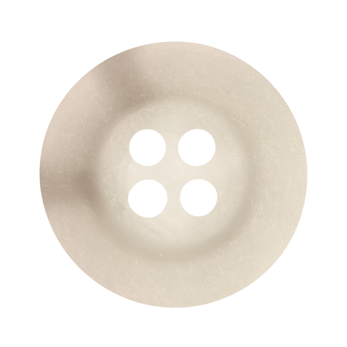 A round, white, four-hole "Khakis, Chinos and Casual Cotton Pant Button" made from durable nylon, displayed on a plain white background.
