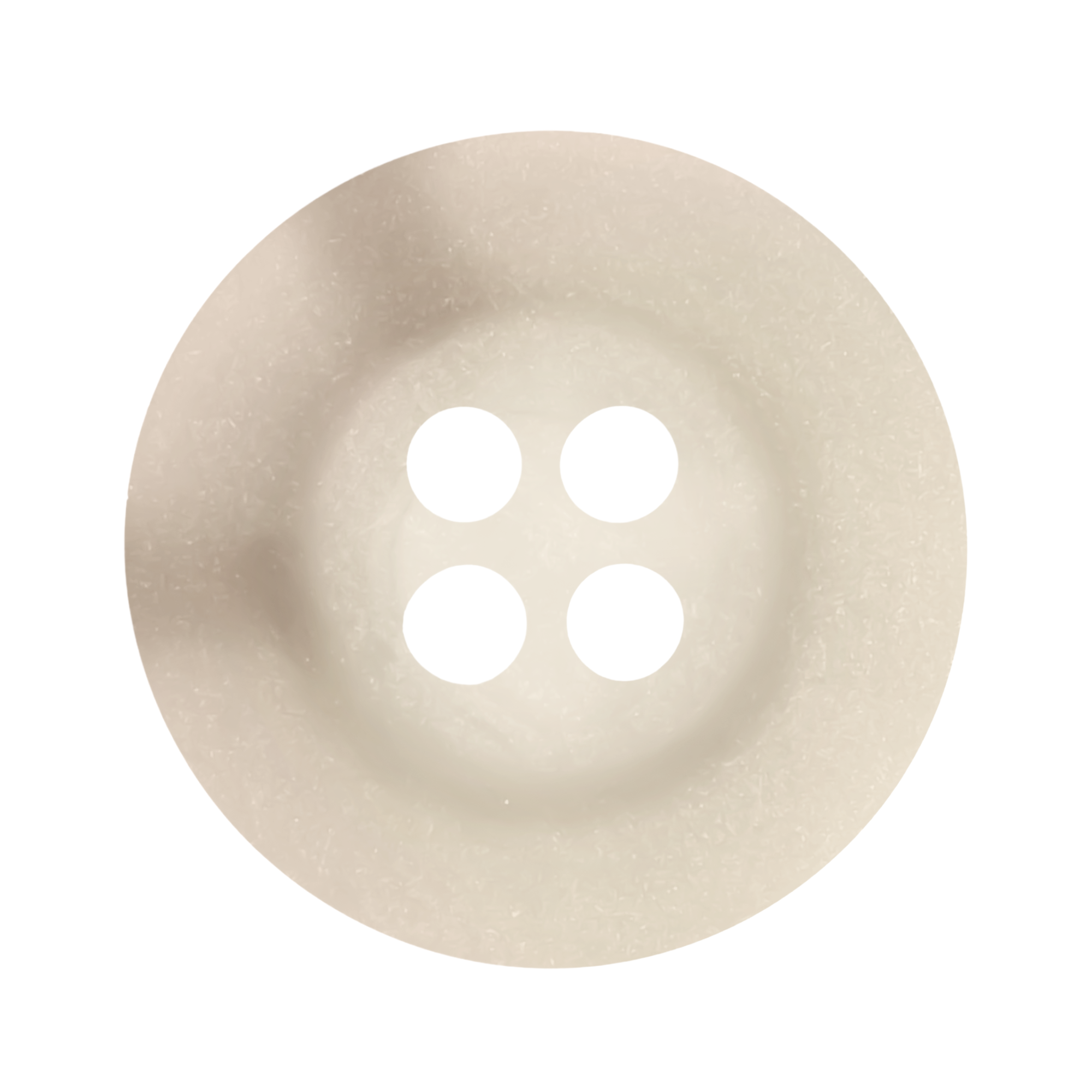 A round, white, four-hole "Khakis, Chinos and Casual Cotton Pant Button" made from durable nylon, displayed on a plain white background.
