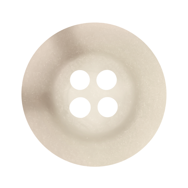 A round, white, four-hole "Khakis, Chinos and Casual Cotton Pant Button" made from durable nylon, displayed on a plain white background.