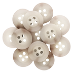 A pile of overlapping, round, translucent white Khakis, Chinos and Casual Cotton Pant Buttons with four holes—ideal replacement buttons for your favorite garments.