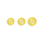 Three Replacement Shirt Buttons in yellow, durable and increasing in size, arranged in a row on a white background.