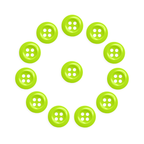 The Work Shirt Buttons 12 Pack features twelve green industrial buttons arranged in a circle with one button in the center, displayed on a white background.