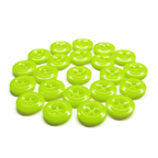 A 22-pack of bright green, durable Work Shirt Buttons arranged in a loose circular pattern on a white background.