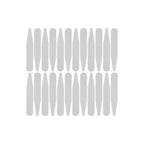 Twenty identical vertical Collar Stays, made of gray plastic, are arranged in a grid pattern on a white background.