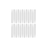 Sixteen vertical, rounded gray Collar Stays are displayed in a 4x4 grid on a white background, each crafted to deliver reliable support for your shirt collar.