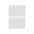 Sixteen gray Collar Stays, shaped like vertical rounded rectangles, are arranged in two rows on a white background.