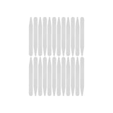 Sixteen gray Collar Stays, shaped like vertical rounded rectangles, are arranged in two rows on a white background.