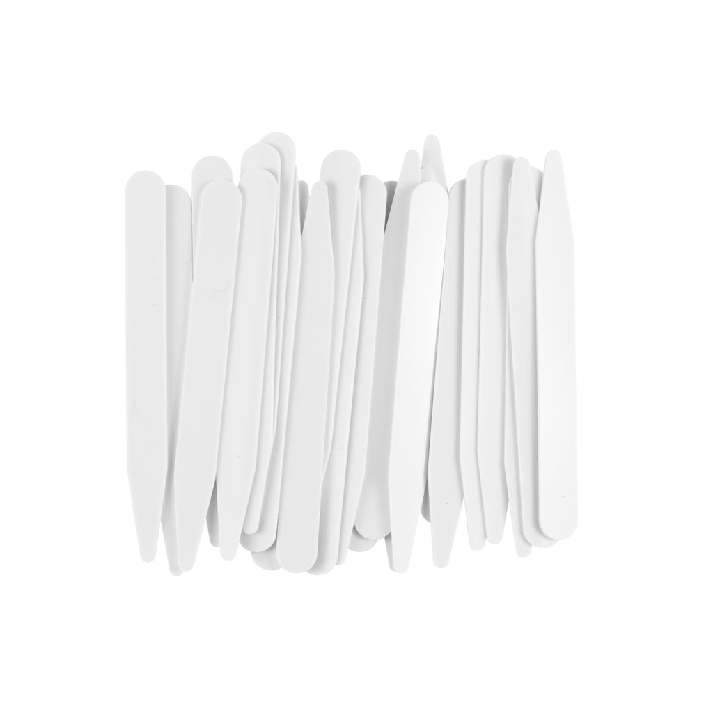 Collar Stays scattered in a stack on a white background, ideal for giving your shirt collar reliable support.