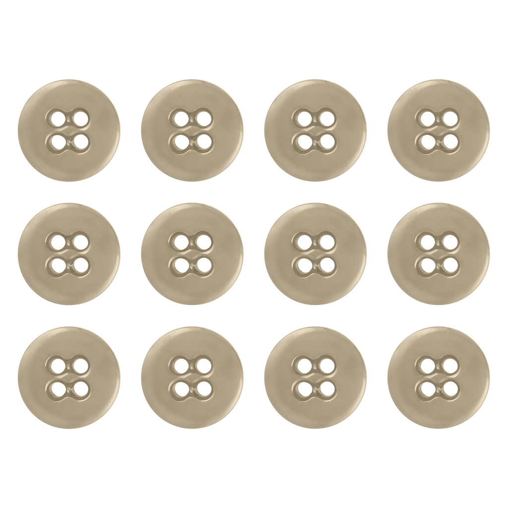 Twelve beige Suspender Brace Pant Buttons with four holes are arranged in a grid on a white background.