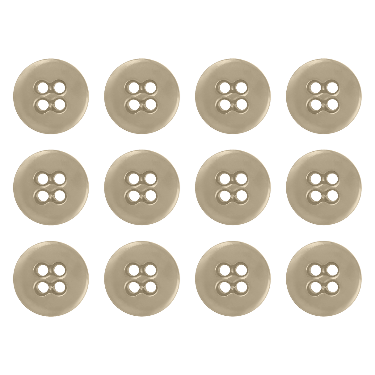 Twelve beige Suspender Brace Pant Buttons with four holes are arranged in a grid on a white background.