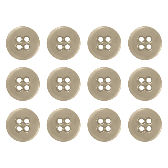 Twelve beige Suspender Brace Pant Buttons with four holes are arranged in a grid on a white background.