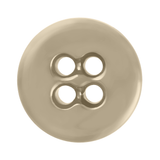 A top view of a round, beige Suspender Brace Pant Button with four holes on a white background.