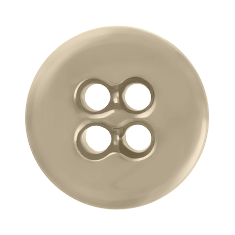 A top view of a round, beige Suspender Brace Pant Button with four holes on a white background.